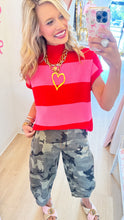 Pink and Red Mock Neck Sweater Top
