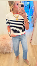 Navy Stripe and Red Contrast Sweater