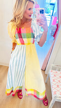 Rainbow Combo Mixed Print Puff Sleeve Jumpsuit