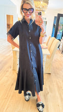 Black Button Down Flare Dress