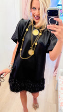 Black Faux Leather Feather Fringe Dress