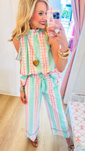 Pink Checkered Mint Stripe Pant Set