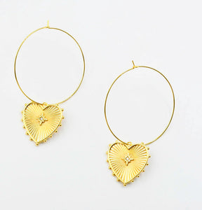Heart Charm Hoop Earrings