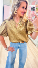 Gold V Neck Textured Top