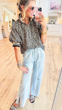 Taupe Leopard Print Half Zip Top