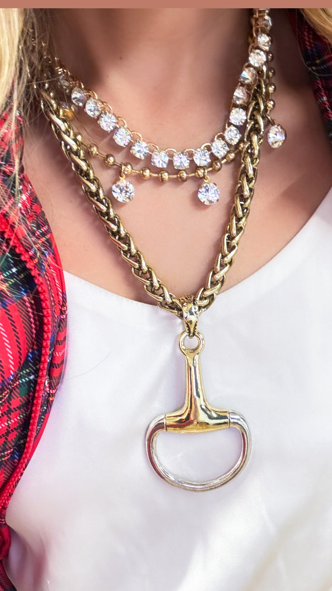 Two Toned Horse Bit Statement Necklace