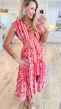 Red Printed Midi Dress