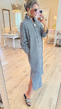 Black Seersucker Gingham Maxi Dress