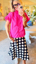 Hot Pink Ruffled Button Up Top