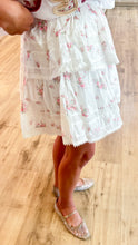 Ivory Floral Print Tiered Skirt