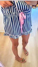 Navy and Pink Striped Satin Pajama Set