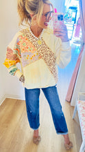 Ecru Multi Patch Pattern Hoodie Pullover