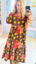 Chocolate Floral Polka Dot Maxi Dress