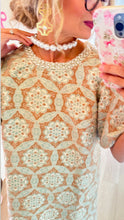 Taupe Geometric Velvet Jacquard Dress