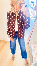 Brown and Pink Polka Dot Cardigan