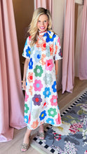 RESTOCK White Multi Floral Scallop Trim Midi Dress