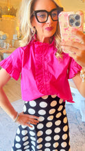 Hot Pink Ruffled Button Up Top