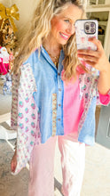 Multi Contrast Block Button Down Oversized Shirt