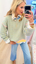 Blue, Yellow, and Pink Stripe Sweater