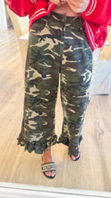 Camo Ruffle Wide Leg Pants