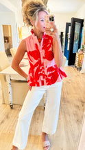 Pink Botanical Eyelet Peplum Top