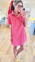 Red Gingham Shirt Dress