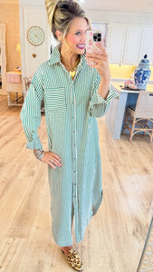 Green Stripe Midi Dress