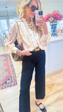 Beige Multi Chain Print Button Down Top