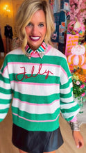 Green and Pink Stripe Jolly Sweater