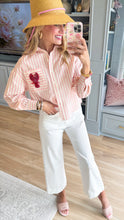 Pink Stripe Beaded Lobster Detail Top