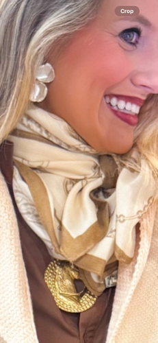 Vintage Floral Print Silk Scarf