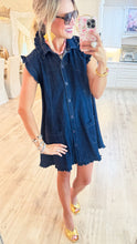 Dark Denim Ruffle Mini Dress