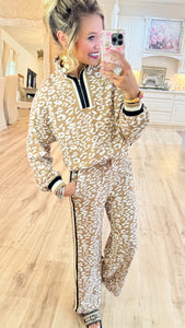 Mocha Leopard Pullover and Pant Set