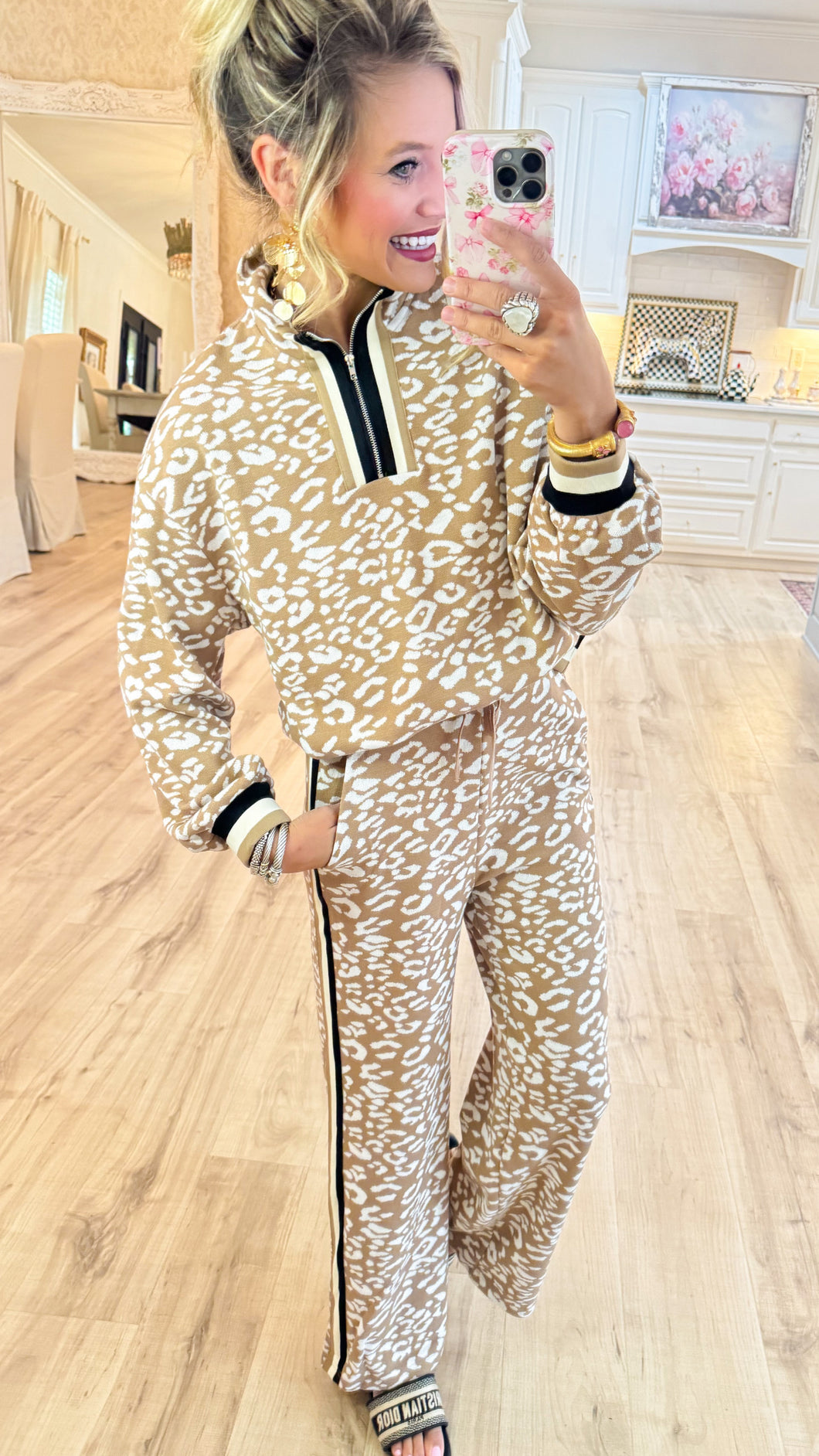 Mocha Leopard Pullover and Pant Set