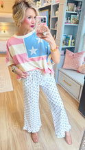 Pink and Blue Flag Dolman Sleeve Top