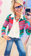 RESTOCK Green and Pink Multi Stripe Cardigan