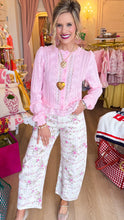 Ivory and Pink Floral Print Barrel Jeans