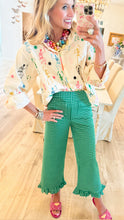 Kelly Green Gingham Ruffle Hem Pants