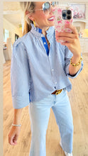 Blue Stripe Button Down Blouse