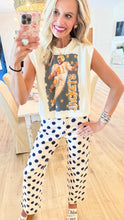 Linen and Navy Polka Dot Twill Pants