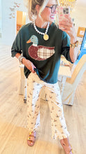 Beige Mallard Duck Ruffle Hem Pants