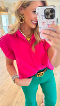 Deal of the Day Hot Pink Smocked Ruffle Sleeve Top