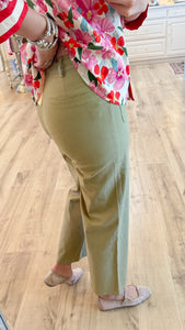 Olive High Waisted Wide Leg Pant
