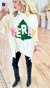 Ivory Merry Christmas Tree Sweatshirt