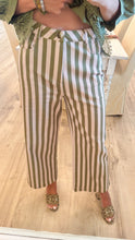 Olive Stripe High Waisted Wide Leg Pants