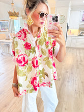 Pink Mix Floral Ruffle Contrast Top