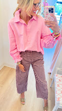 Pink Oversized Ruffle Detail Button Up Top