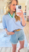 Blue Stripe Dolman Sleeve Top