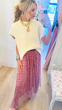 Pink and Brown Gingham Maxi Skirt