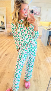 Pink and Green Wreath Bow PJ Set